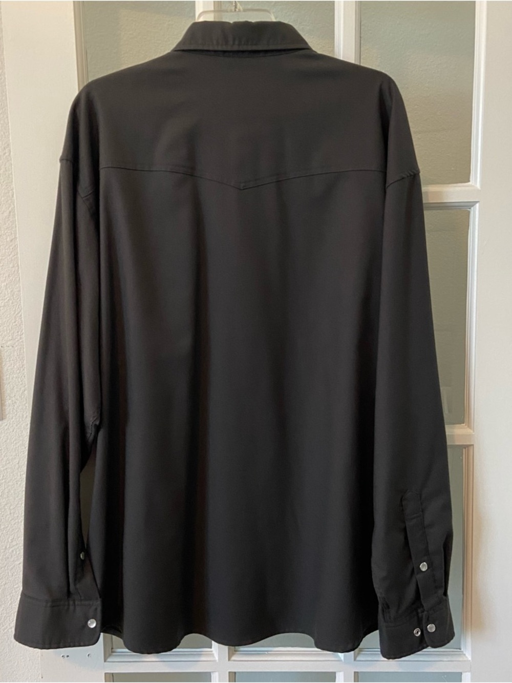 PONCHO Shirt The Western Button-Up Pearl Snap Polyester Top Black 2XL - Picture 4 of 4